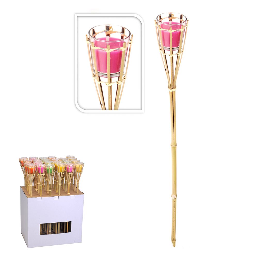TOCHA DE JARDIM COM VELA DE CITRONELA CORES DIVERSOS Ø7,5 x 76 cm