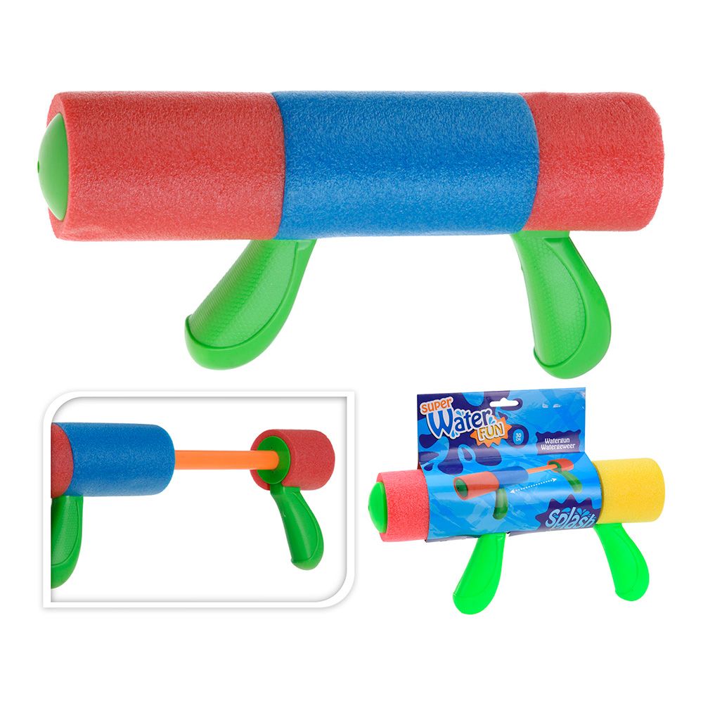 PISTOLA DE ÁGUA DE ESPUMA 30cm COM 2 PUNHOS. CORES SORTIDAS. EURO/U