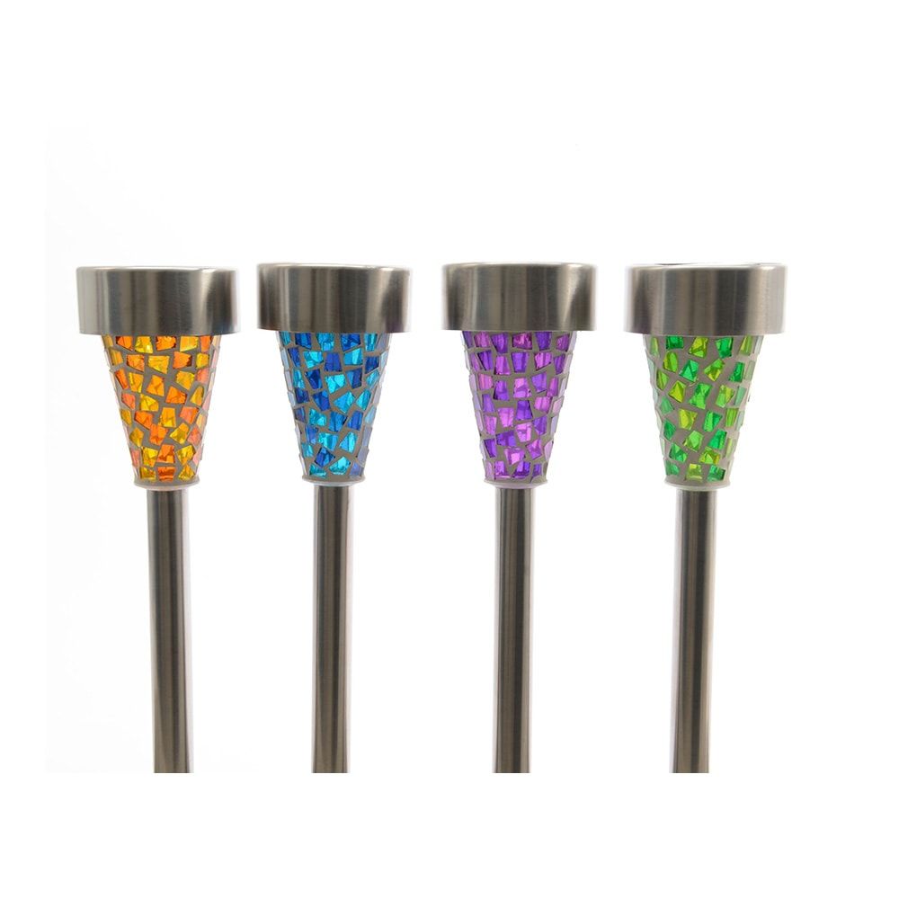 ESTACA SOLAR MOSAICO, CORES SORTIDAS, Ø7,5 × 30 cm