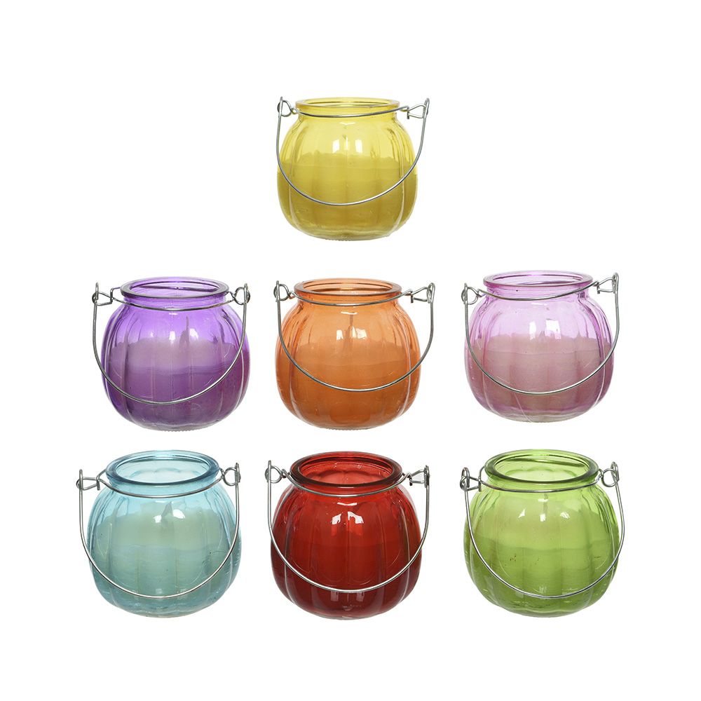 VELA DE CITRONELA COM RECIPIENTE DE VIDRO, Ø8 x 8 cm, CORES VARIADAS