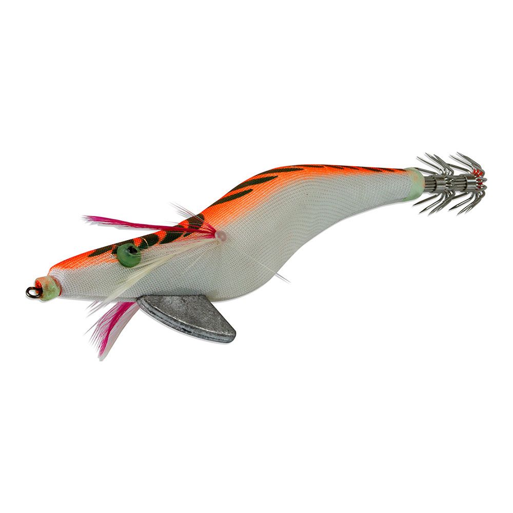 ISCA ARTIFICIAL ESPECIAL PARA PESCA DE LULAS E CHOCO. BARRIGA BRANCA COR LARANJA 135 mm