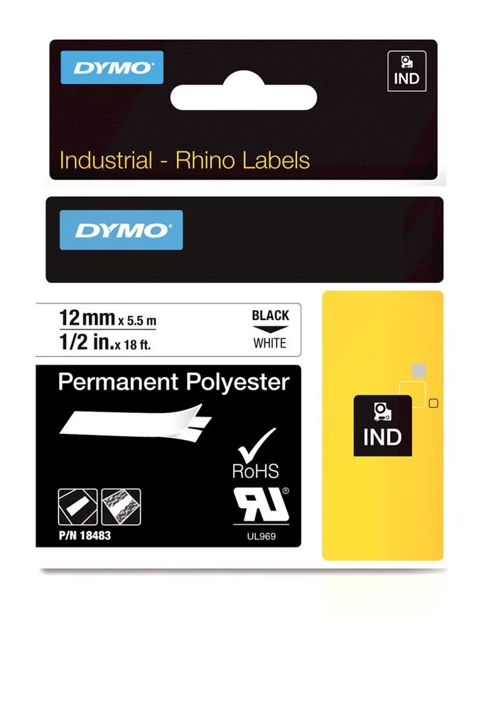 Dymo 18483, Preto Sobre Branco, Multicor, Poliést.