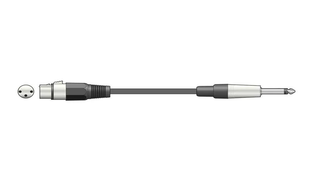 Cabo de Microfone Xlr Fêmea para Jack Mono 6.3mm 12.0m