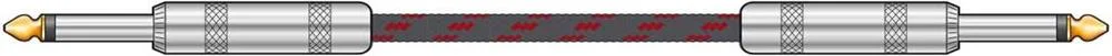 Cabos Trançados Mono 6.3mm - Mono 6.3mm para Guitarras Clássicas Preto/Vermelho 6.0m