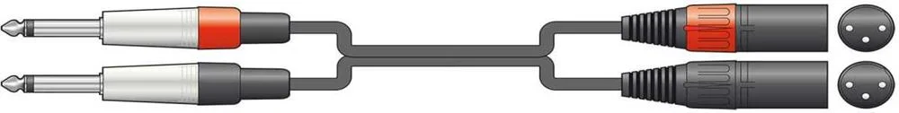 Cabo Áudio 2x Jack Mono 6.3mm para 2x Xlr Macho 0.75m