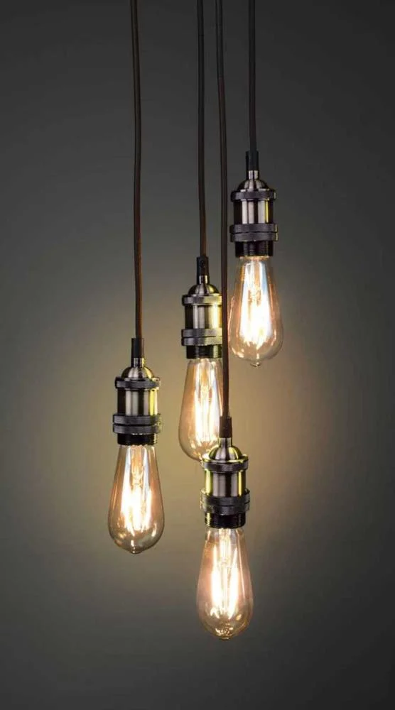 Candeeiro Pendente E27 Quad Bronze Antigo