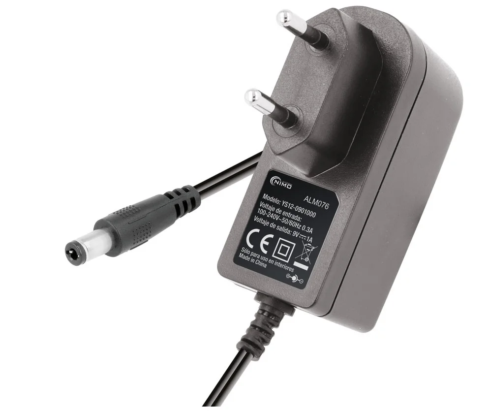ALM076 ALIMENTADOR 9V 1Ah C/FICHA 2.1mm ( + CENTRO)