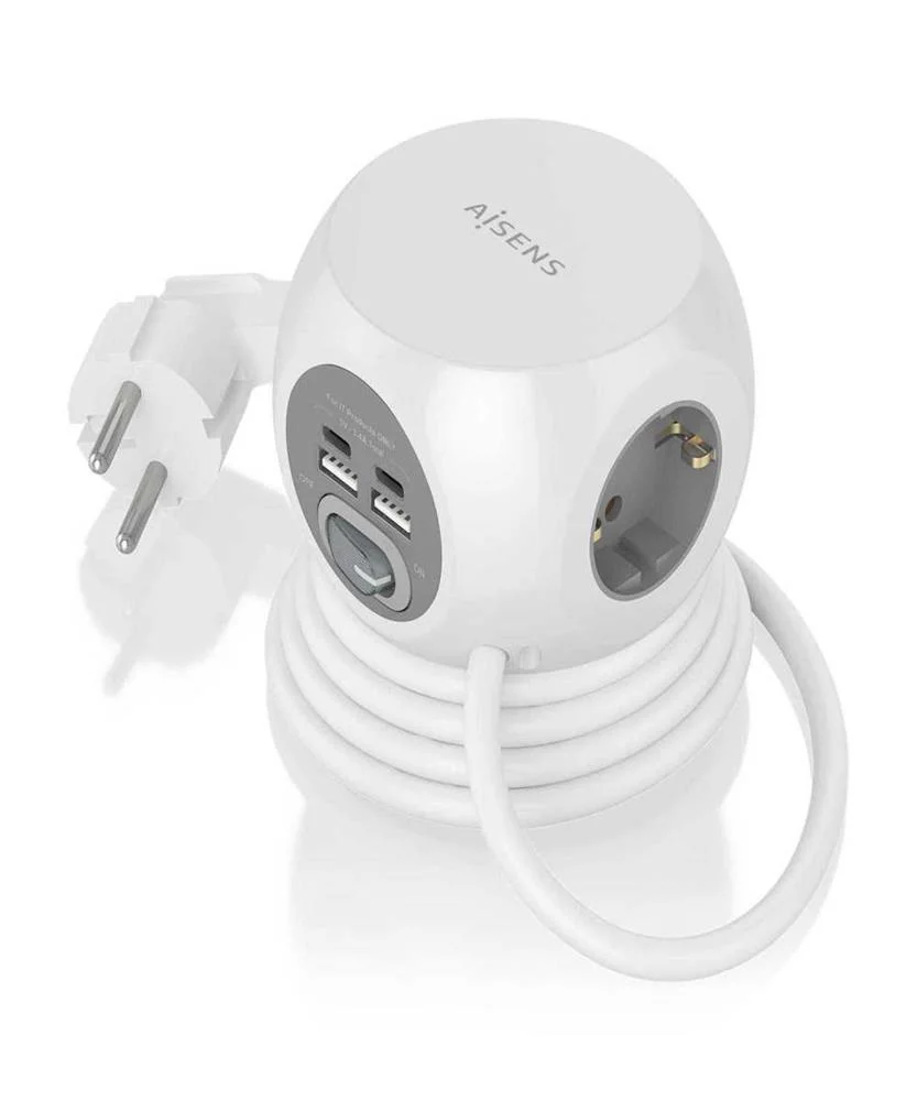 Extensão Tripla + 2x Usb-C e 2x Usb-A 1,4mts - Ai.