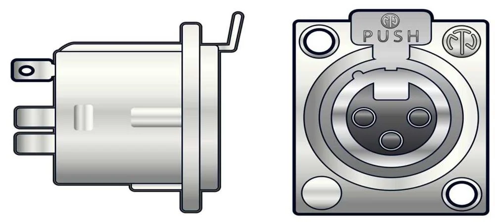 Socket Xlr de Painel 3 Pinos Nc3fd-Lx