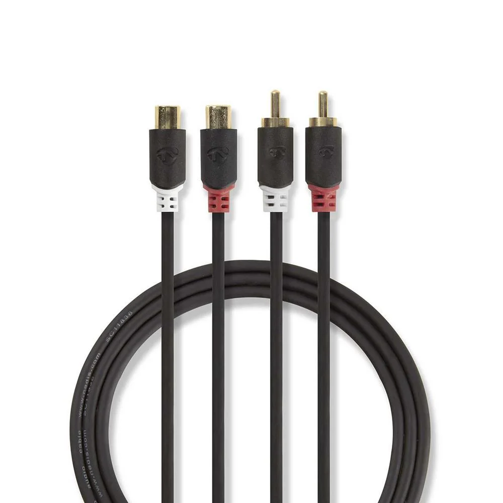 Cabo de Áudio Estéreo 2x Rca Macho - 2x Rca Fem.
