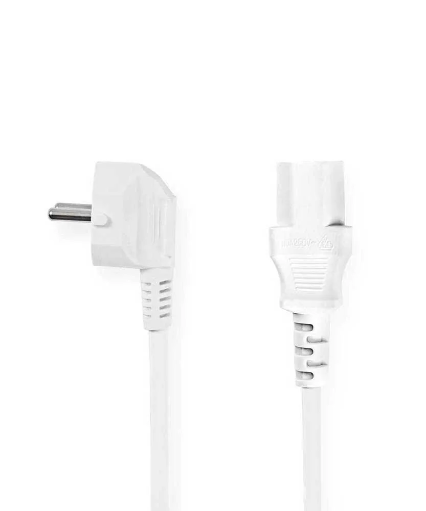 Cabo Alimentação Schuko 90º / IEC C13 2m Branco