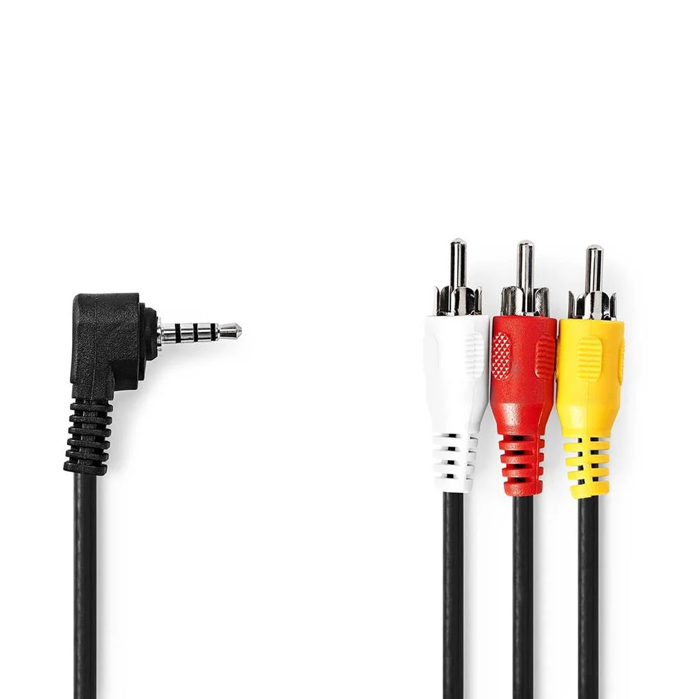 CVGP22400BK10 Cabo jack 3 listas ( 4 contactos ) + 3 rca 1m