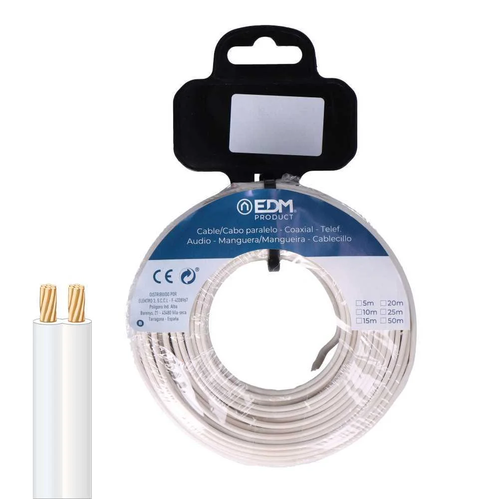 Carretel Paralelo 2 X 2,50 Mm2 Branco "Audio" 50 M