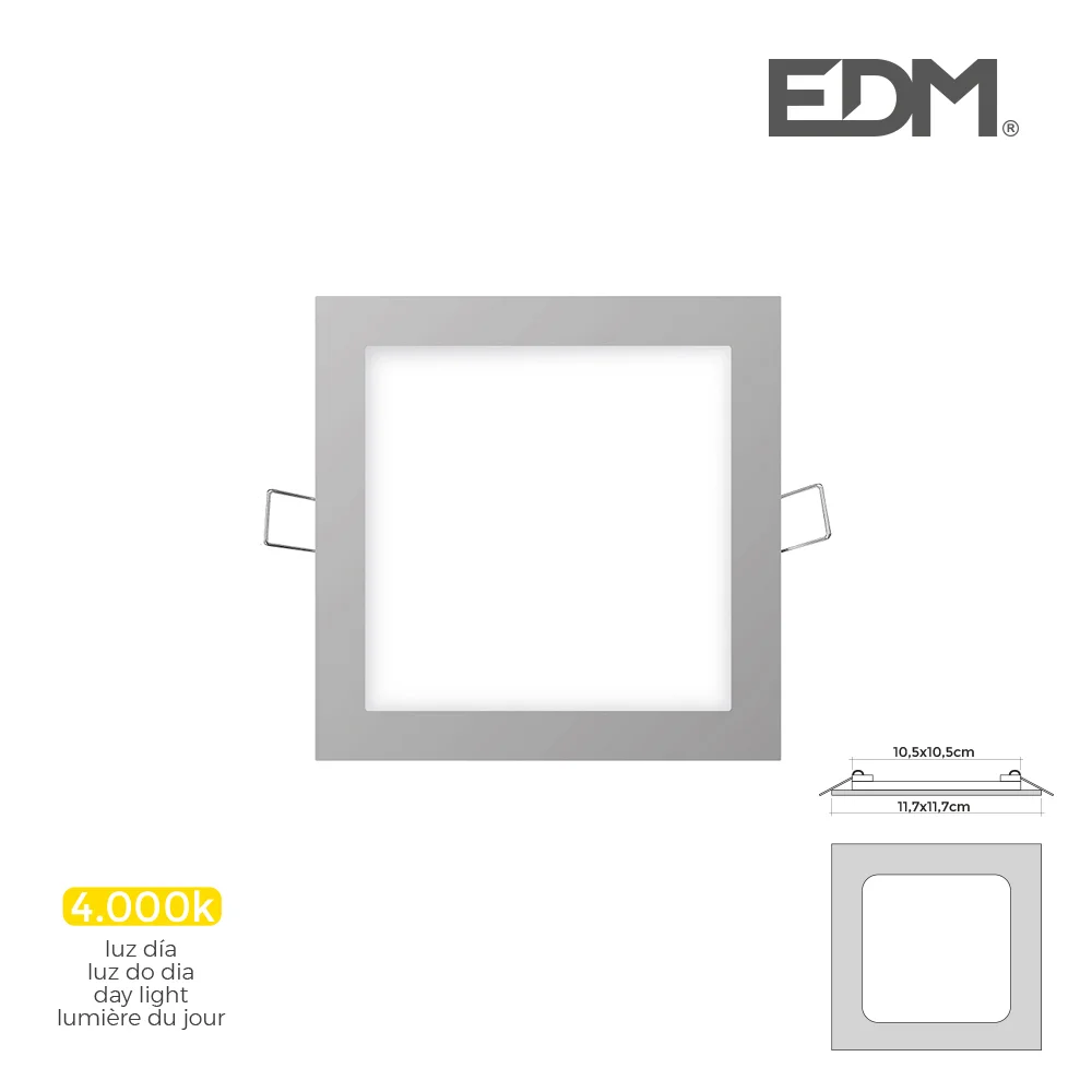 Mini Downlight LED Edm 6w 320 Lumen Quadrado 12cm