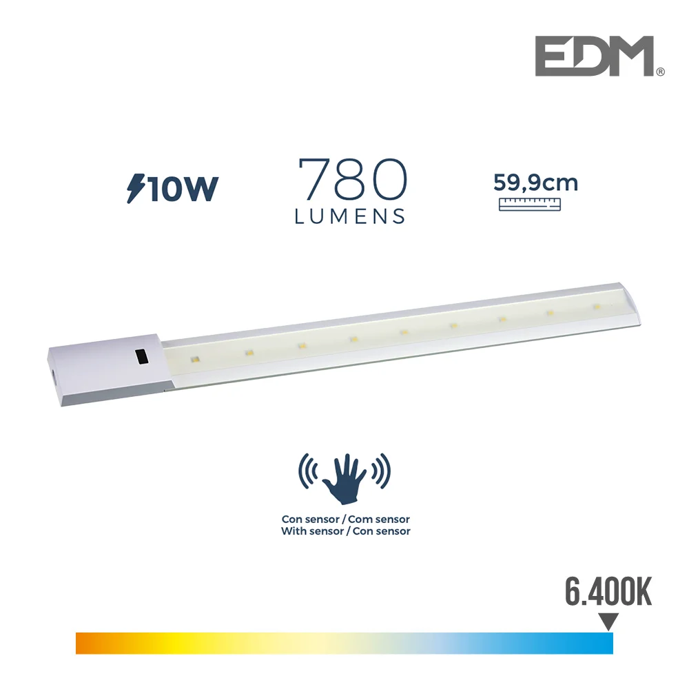 Armadura LED com Sensor 10w 780 Lumens 6.400k