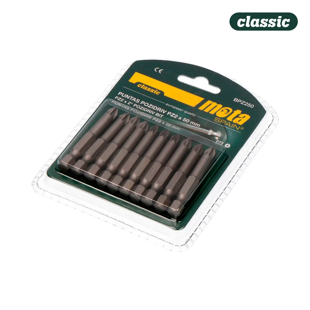 Pack 10 Pontas Bit Pz 2x50mm 1/4' Aço Bpz250