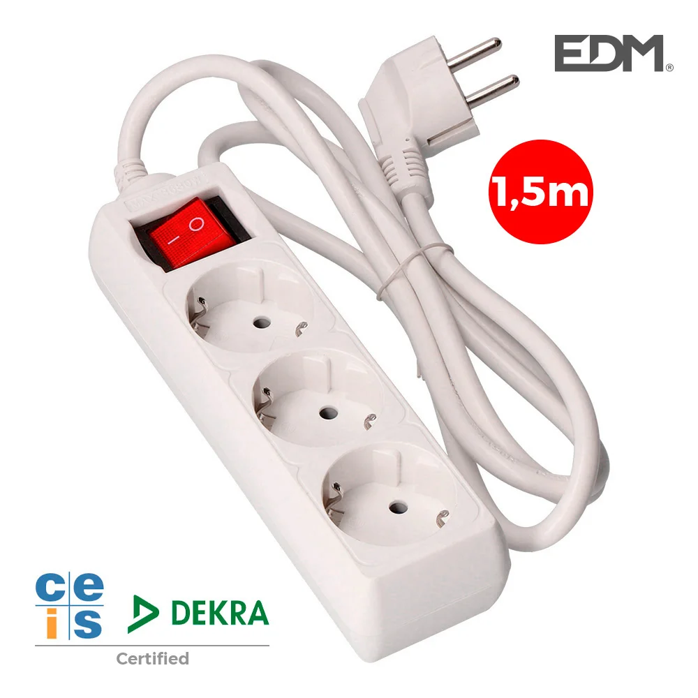 Extensão Elétrica 3 Tomadas 1,5m Branco C/Int