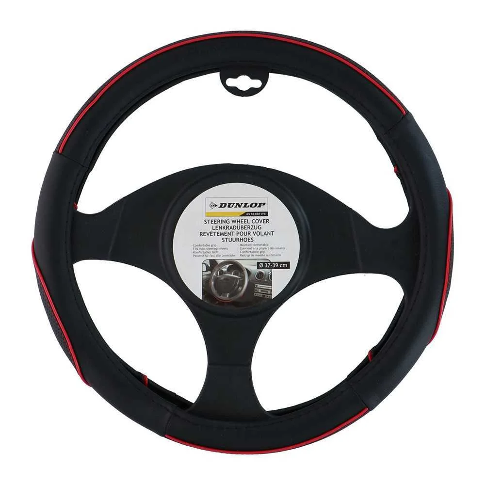Capa P/ Volante de 38cm Detalhes Vermelhos Dunlop