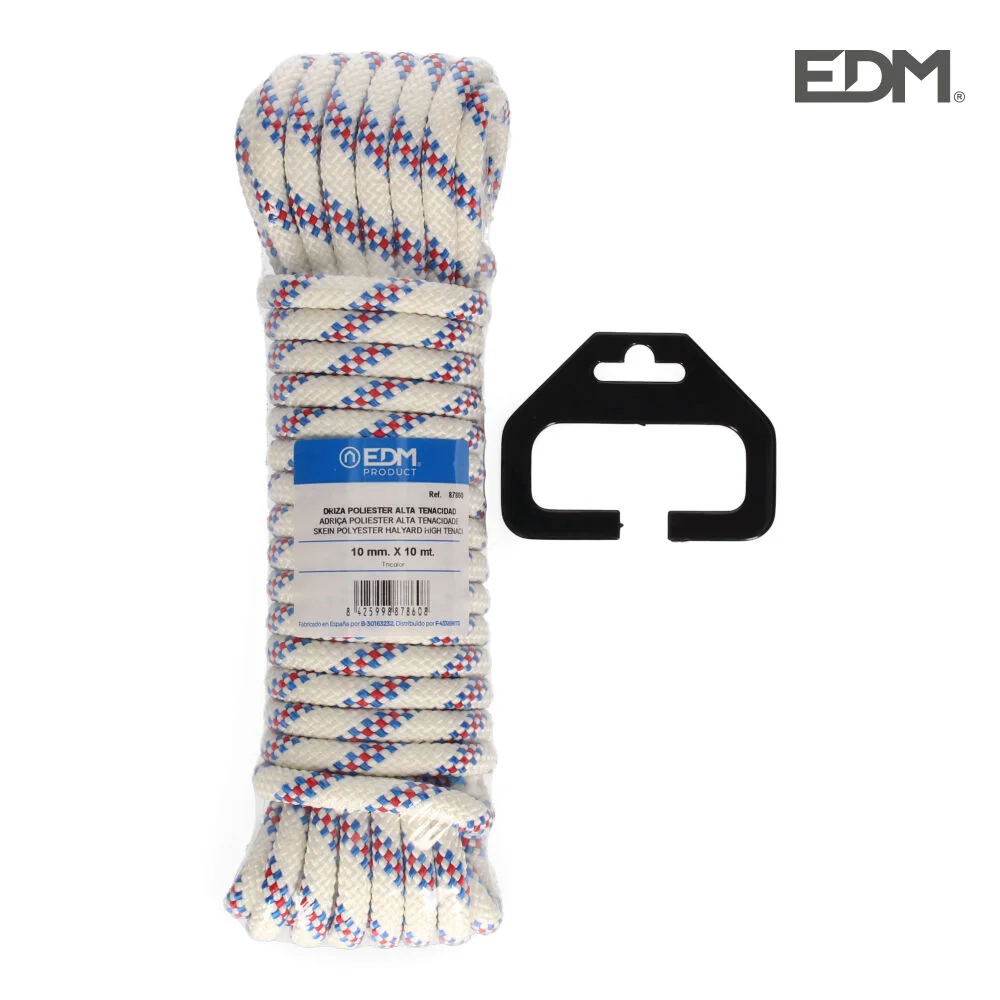 Rolo 10m. Corda Poliester Alta Tenacidade Tricolo.