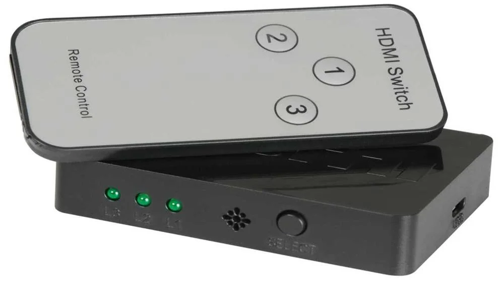 Mini Comutador Hdmi 3x1 com Controlo Remoto Ir