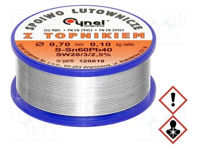 Arame de Solda. Sn60pb40. 0.7mm. 0.1kg. com Chumb.