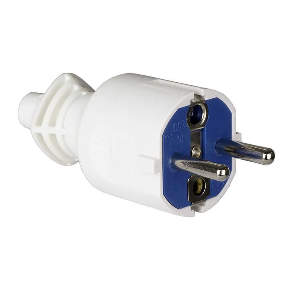 Ficha 2p+T 16a 250v Pvc Branco. Fixação de Cabos .