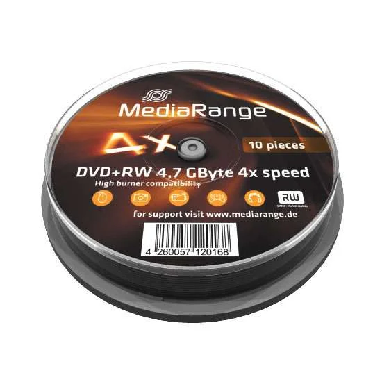 Mediarange Mr451 Dvds Virgem 4,7 Gb Dvd+Rw 10 Uni.