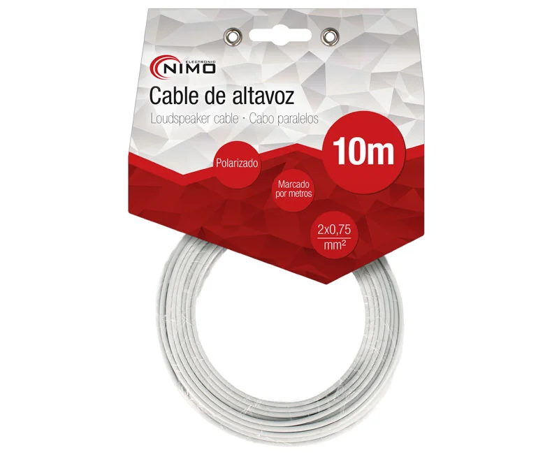 Cabo de Coluna 2x0.75mm² Branco Polarizado 10m