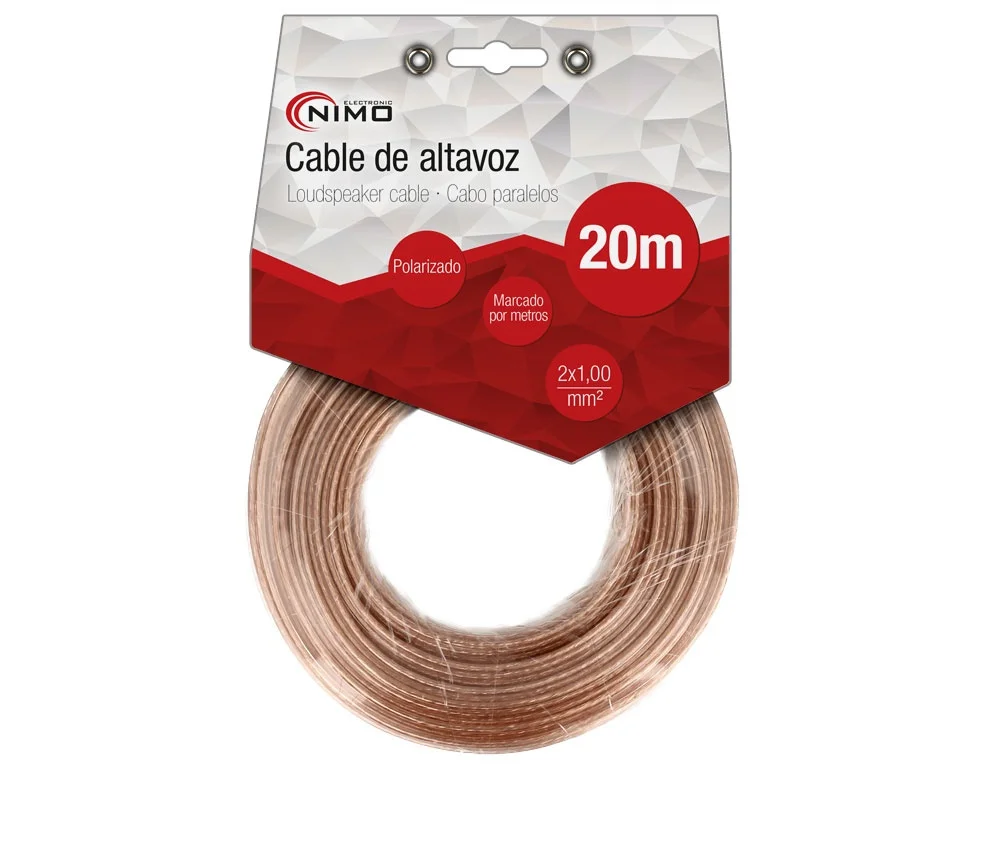 Cabo de Coluna 2x1.0mm² Transparente Polariz.20m