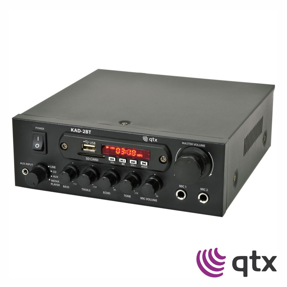 Amplificador Áudio 110W 2 Canais FM/LINE/AUX/CD/USB/BT QTX