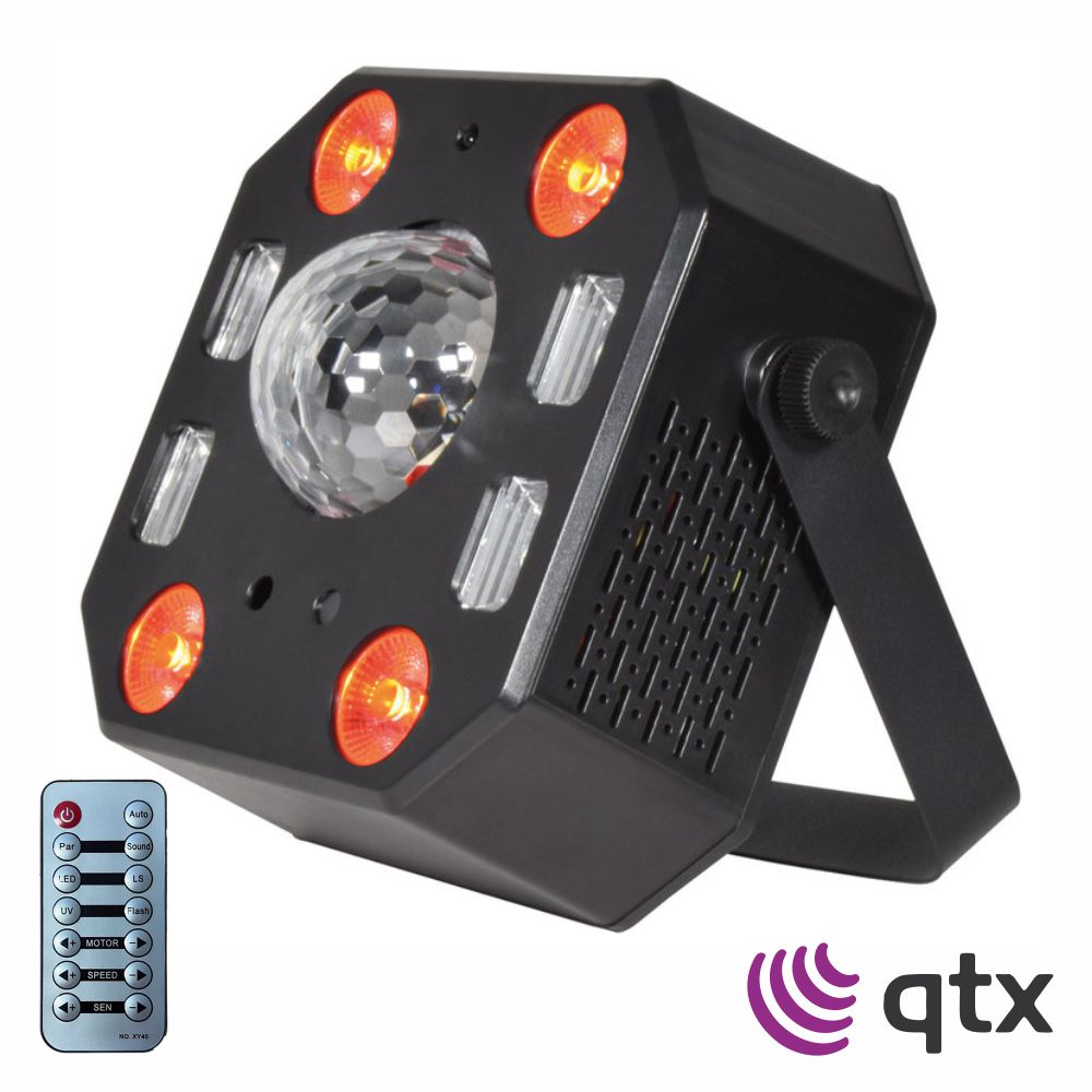 Projetor LED 5em1 Derby / Wash / UV / Laser / Strobe QTX
