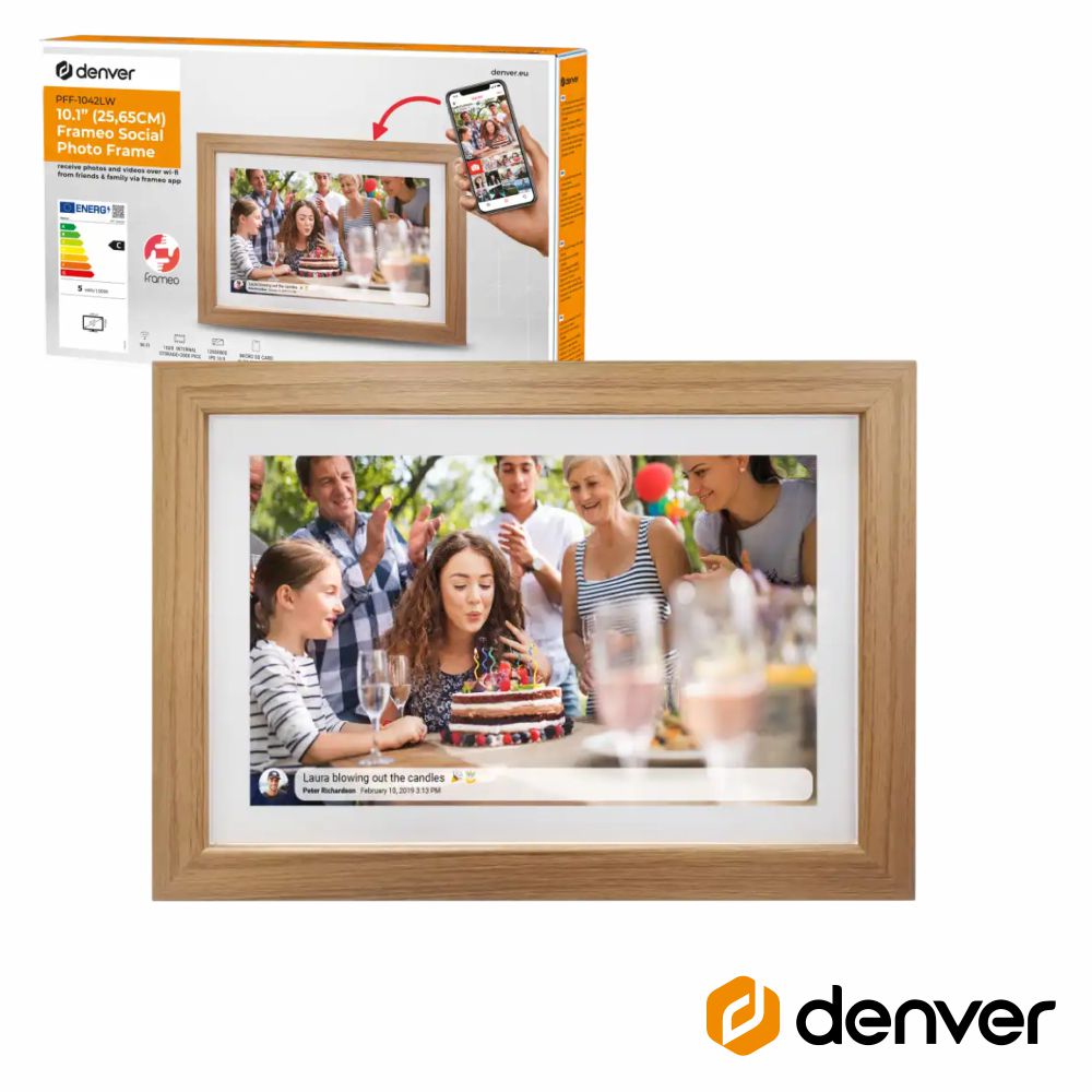 Moldura Digital FRAMEO 10.1" Madeira de Carvalho DENVER