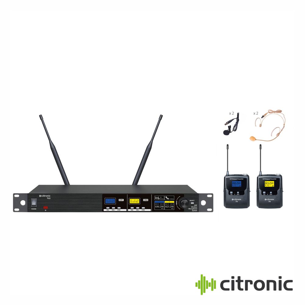 Central Microfones UHF Profissional S/ Fios 2 Canais
