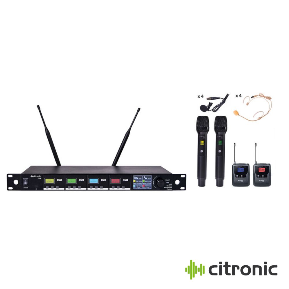 Central UHF Profissional S/ Fios 4 Canais CITRONIC