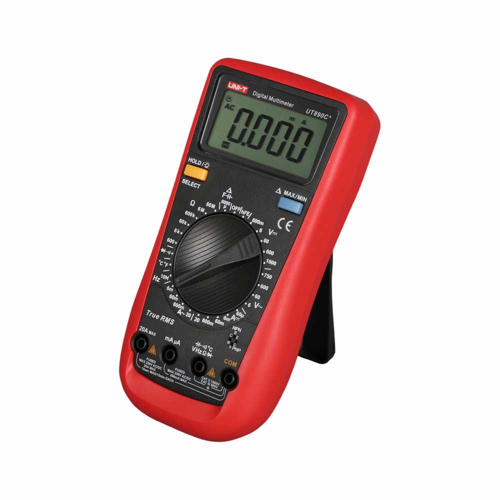 Multímetro Digital 1000VDC / 750VAC 20A Cap. Temp. hFE UNI-T